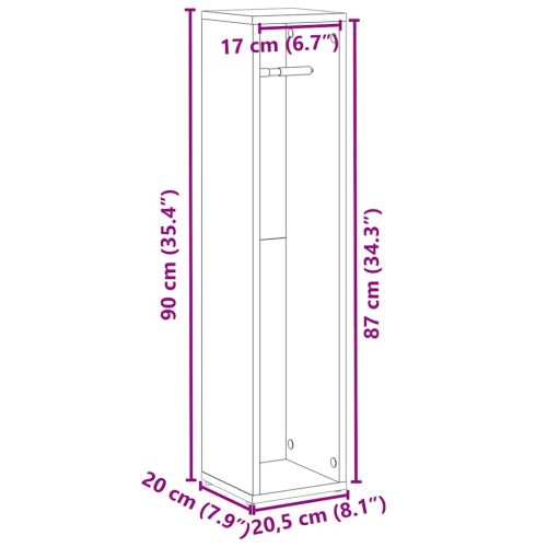 Шкаф за баня с поставка за ролкови дрехи, дъбов, 20,5x20x90 см