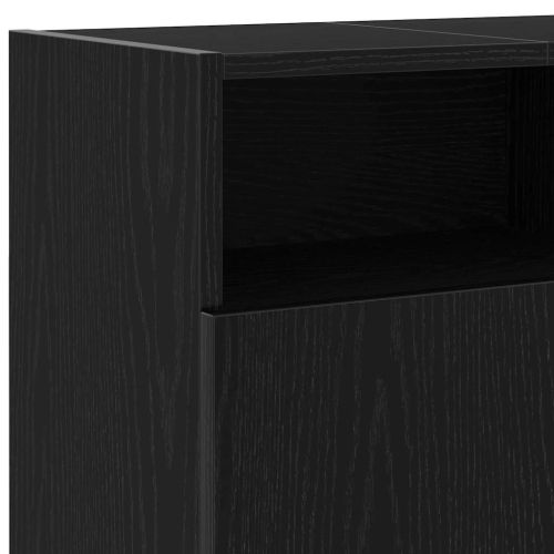 ТВ шкаф с LED осветление, черен дъб, 120x30x50 см, инженерно дърво