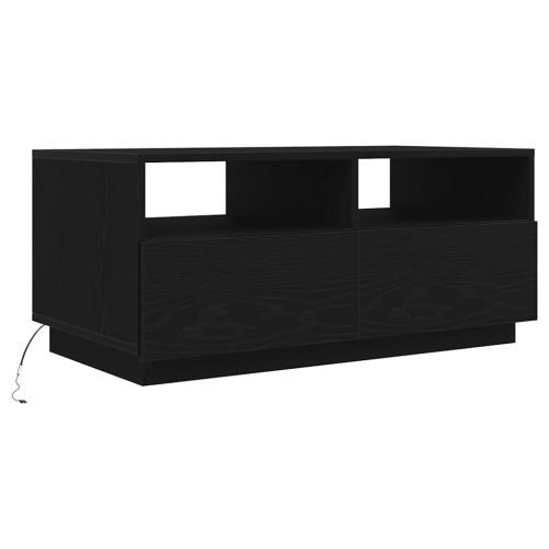 Холна маса с LED осветление, черен дъб, 90x49x40 см