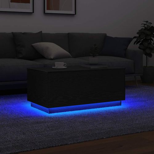Холна маса с LED осветление, черен дъб, 90x50x40 см