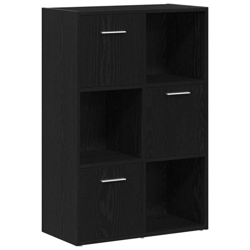 Шкаф за книги/Преграда за стая, черен дъб, 60,5x30x90 см, инженерно дърво