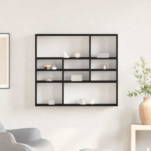 Стенен рафт, черен дъб, 90x16x78 см, инженерно дърво