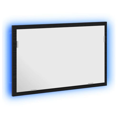 Огледало за баня с LED осветление, черен дъб, 60x8,5x37 см