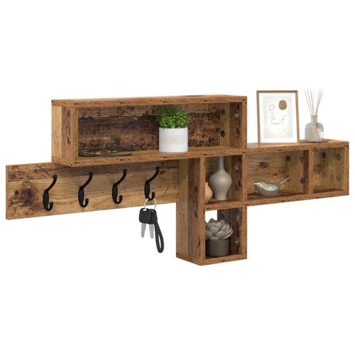 Стенен закачалка за палта с рафт Старо дърво 100 x 12 x 43,5 см