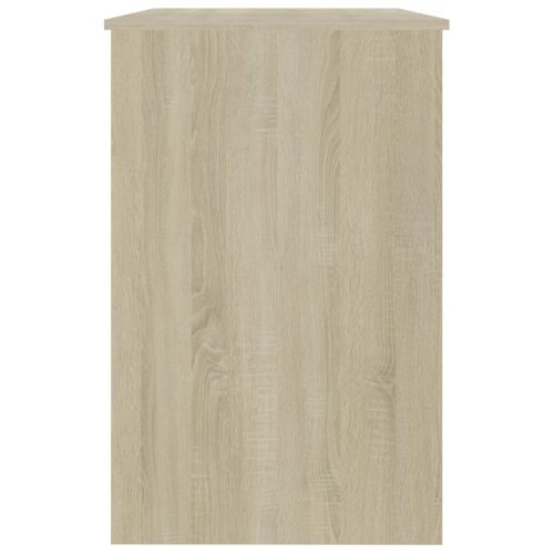 Бюро, бяло и дъб сонома, 100x50x76 см, ПДЧ