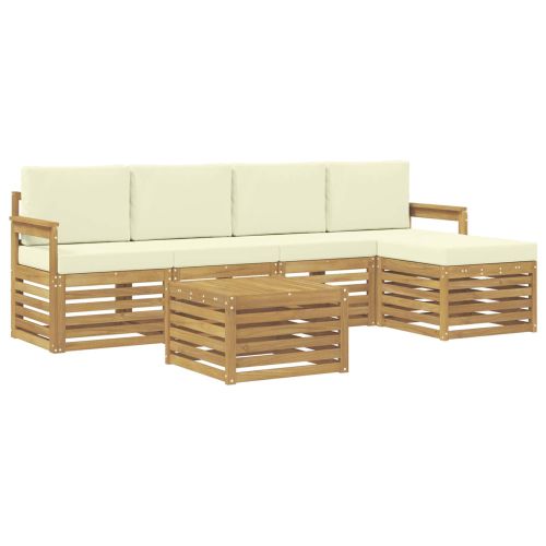 Комплект дивани за открито 6 pcs Бяло и кремаво 59 x 59 x 37 см