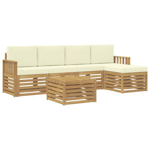 Комплект дивани за открито 6 pcs Бяло и кремаво 59 x 59 x 37 см