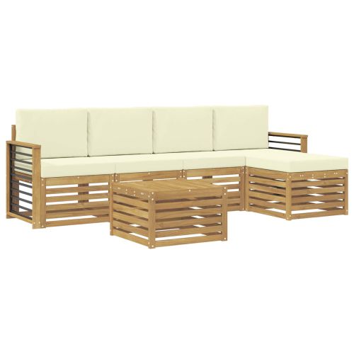 Комплект дивани за открито 6 pcs Бяло и кремаво 59 x 59 x 37 см