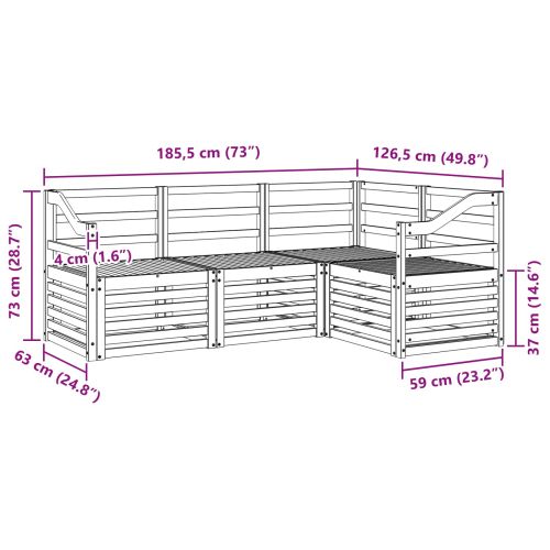 Комплекти дивани 4 pcs Бяло 185,5 x 126,5 x 73 см