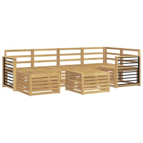 Комплект дивани за открито 7 pcs Бяло Полиестер