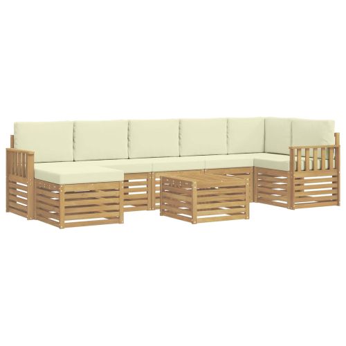 Комплект дивани за открито 8 pcs Бяло и кремаво 59 x 59 x 37 см