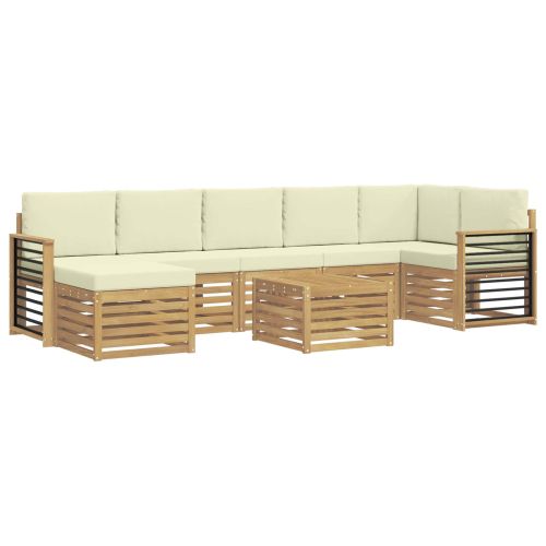 Комплект дивани за открито 8 pcs Бяло и кремаво 59 x 59 x 37 см