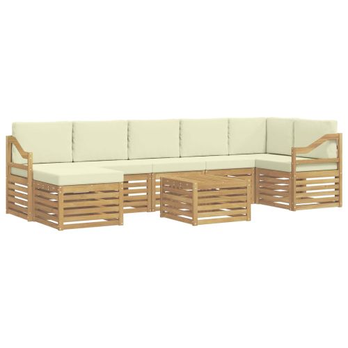 Комплект дивани за открито 8 pcs Бяло и кремаво 59 x 59 x 37 см