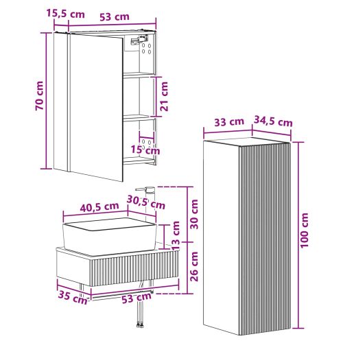 Комплект мебели за баня 4 pcs Дъб артизан