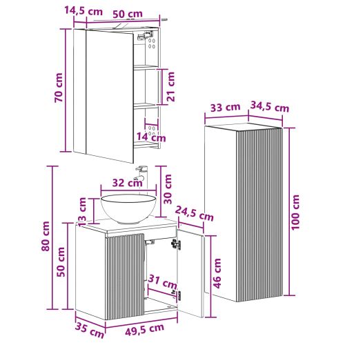 Комплект мебели за баня 4 pcs Дъб сонома