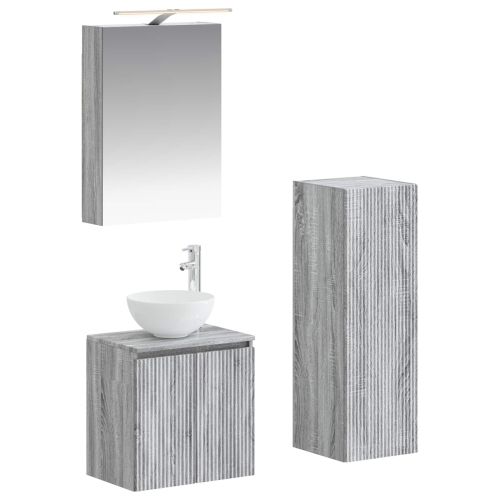 Комплект мебели за баня 4 pcs Сив Сонома