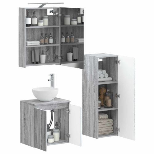 Комплект мебели за баня 4 pcs Сив Сонома
