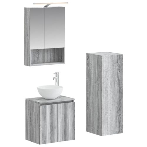 Комплект мебели за баня 4 pcs Сив Сонома