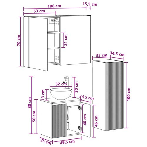 Комплект мебели за баня 4 pcs Дъб сонома