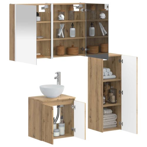 Комплект мебели за баня 4 pcs Дъб артизан