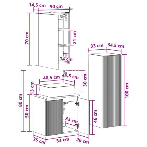 Комплект мебели за баня 4 pcs Дъб сонома