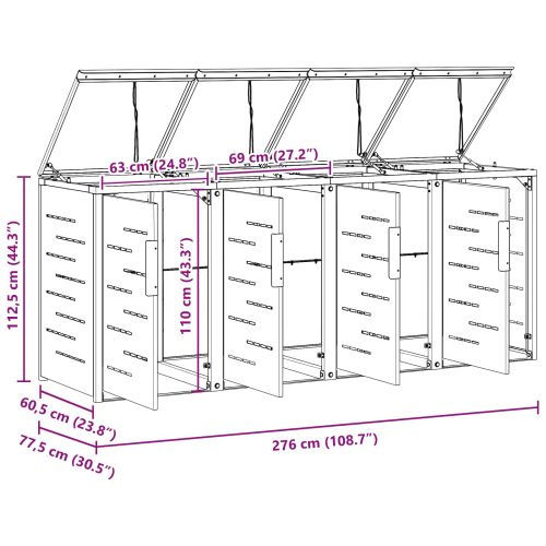 Съхранение на контейнер Черно 276 x 77,5 x 112,5 см