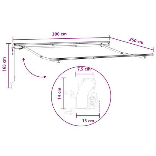 Прибираща се тента Светлосив и бял 300 x 250 cm