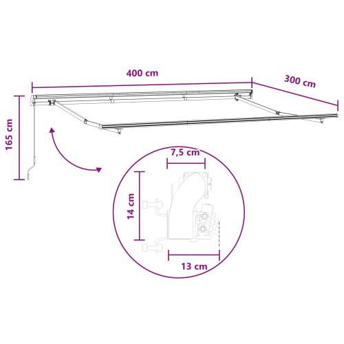 Прибираща се тента Светлосив и бял 400 × 300 cm
