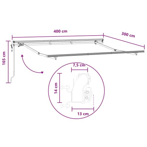 Прибираща се тента Пясък 400 × 300 cm Тъкан и алуминий