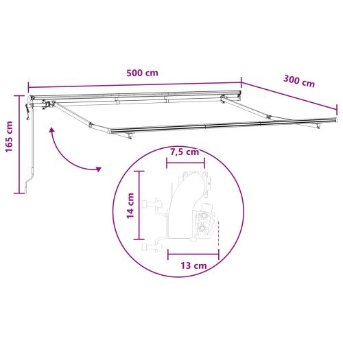 Прибираща се тента Пясък 500 × 300 cm Тъкан и алуминий