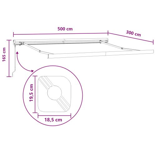 Прибираща се тента Пясък 500 × 300 cm Платно и алуминий