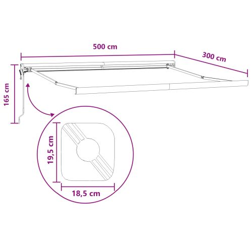 Прибираща се тента Светлосив и бял 500 × 300 cm Текстил и Метал