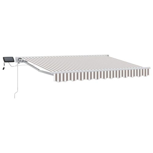 Ръчна рамка за сенник с LEDs Светлосив и бял 5 x 3 m