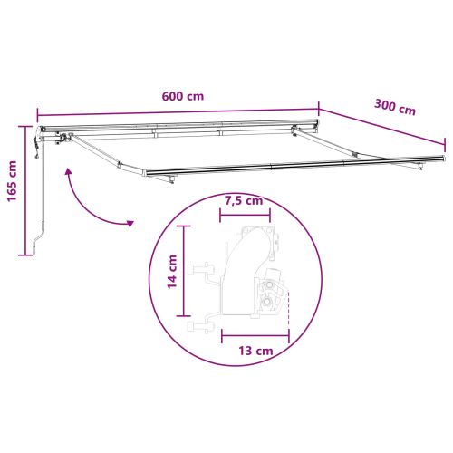 Прибираща се тента Светлосив и бял 600 × 300 cm