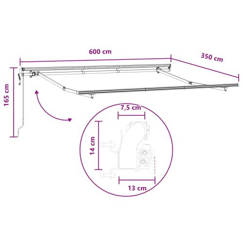 Прибираща се тента Светлосив и бял 600 × 350 cm