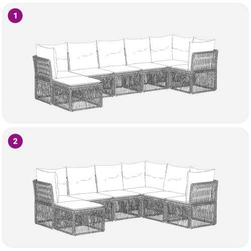 Градински Софа Комплект 7 pcs Сиво полиратан