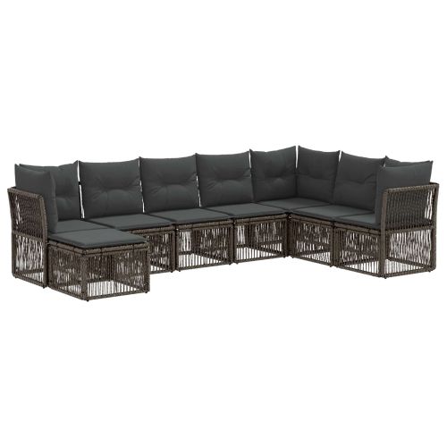 Градински Софа Комплект 8 pcs Сиво полиратан