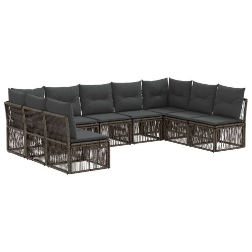 Градински Софа Комплект 9 pcs Сиво полиратан