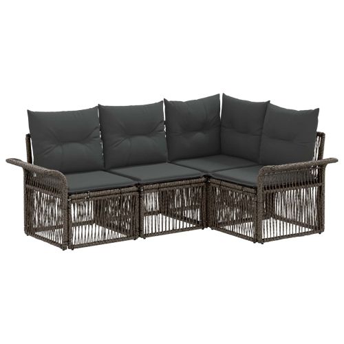 Градински Софа Комплект 4 pcs Сиво полиратан