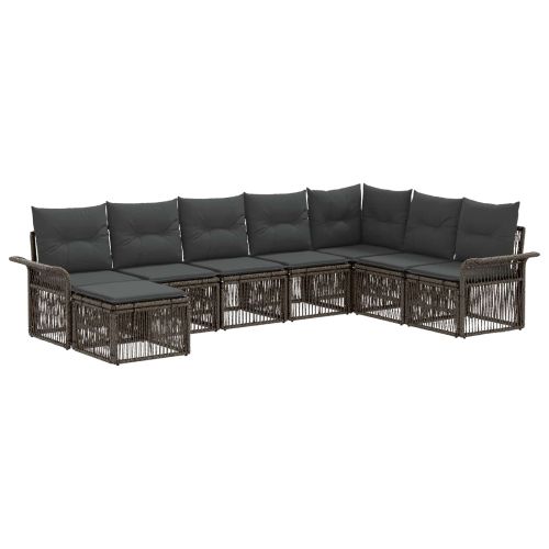 Градински Софа Комплект 8 pcs Сиво полиратан