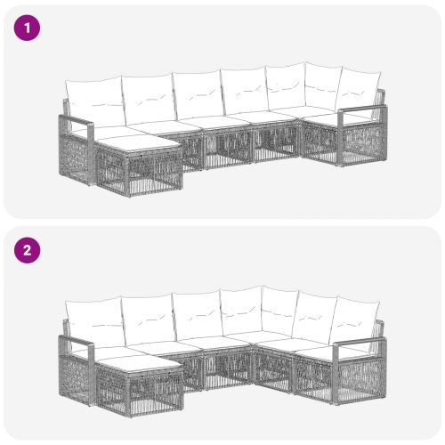 Градински Софа Комплект 7 pcs Черно полиратан