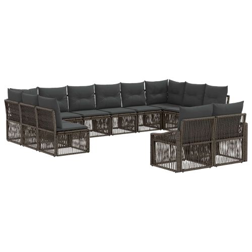 Градински Софа Комплект 12 pcs Сиво полиратан