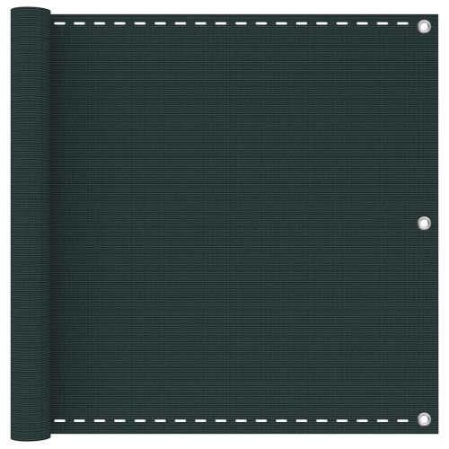 Балконен екран Тъмнозелено 90 x 700 cm HDPE и алуминий
