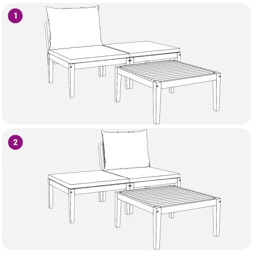3 pcs Комплект за отдих Солидно акациево дърво Натурално
