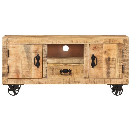 Шкаф за телевизор, груба мангова дървесина, 110x30x50 cм