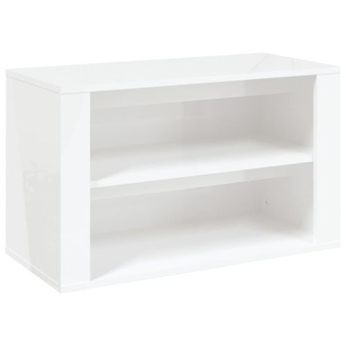 Поставка за обувки, бял гланц, 75x35x45 см, инженерно дърво
