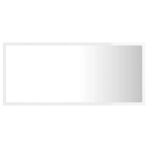 LED огледало за баня, бял гланц, 90x8,5x37 см, акрил