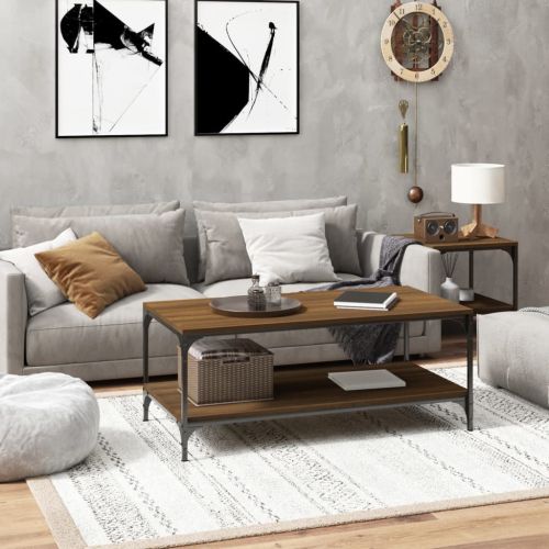 Кафе маса, кафяв дъб, 80x50x40 см, инженерно дърво