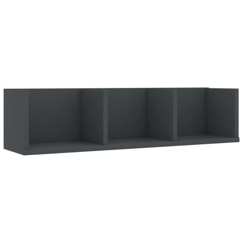 CD стенен рафт, сив, 75x18x18 см, инженерно дърво