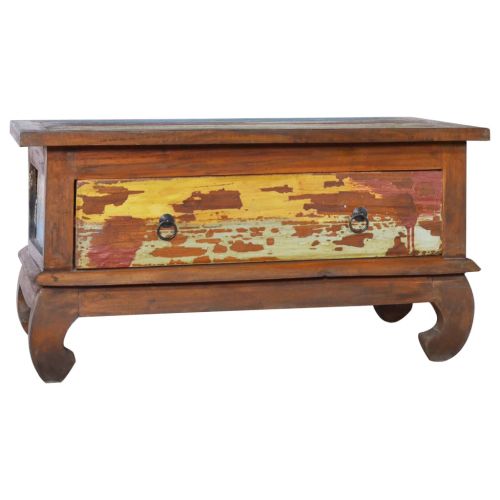 Маса за кафе, 80x50x40 см, регенерирано тиково дърво